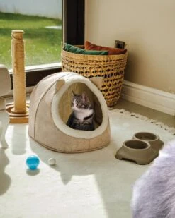 Merkloos Opvouwbaar Kattenhuis - En Hondennest – Cat House - Kattenhol - Cat Cave - Beige -Hondenbenodigdheden 960x1200 5