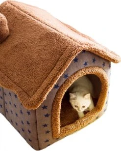 Château Animaux® Hondenhuis - Kattenhuis - 50 X 40x 46 Cm - Dierenhuis - Kattenhok - Hondentent - Hondenhuisjes Voor Binnen - Bruin -Hondenbenodigdheden 965x1200 2