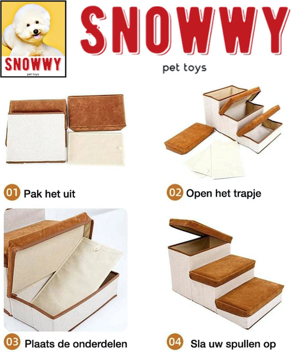 SNOWWY - Hondentrap Met Opslagruimte - Honden Loopplank Met Handige Opslagvakje - Hondenloopplanken - Inklapbaar - Huisdier Opstap - Hondentrapje - Bruin 5 SNOWWY - Hondentrap Met Opslagruimte - Honden Loopplank Met Handige Opslagvakje - Hondenloopplanken - Inklapbaar - Huisdier Opstap - Hondentrapje - Bruin - Afbeelding 3
